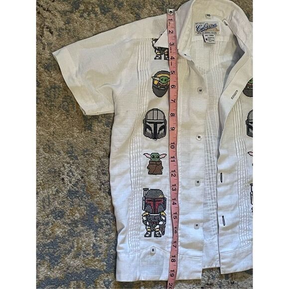 Boys Kids STAR WARS Collared Shirt SZ 10 Cubans Linen Embroidered So Cute - Picture 4 of 16